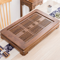 Solid wood tea tray chicken wing wood rosewood tea table large drawer type drainage kung fu tea set home tea sea simple
