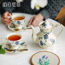 Retro Blue Ceramic Coffee Cup High-end French afternoon Tea Cup European Cup Tea Set