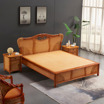 Indonesian rattan bed Real rattan bed Rattan woven bed Rattan art bed Double bed Single bed 1 8-meter bed Rattan wood furniture