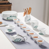 Hand-painted kung fu tea set home office ceramic teapot lid tea cup Lotus hipster gift box to give away