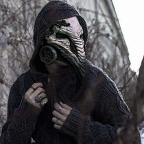 Halloween steampunk medieval plague doctor cos man raven long beak luminous mask Mens and womens masks