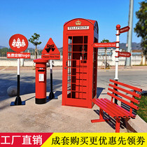 Retro wrought iron crafts Net red shop telephone booth large outdoor decoration decoration photography props post box bookstand