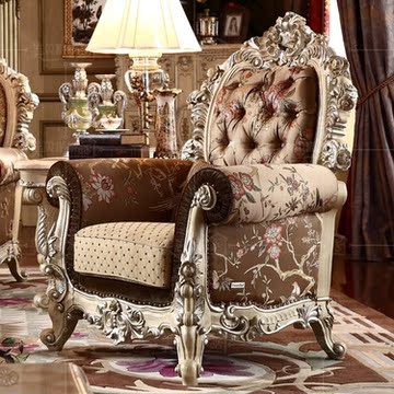 欧式高档实木雕花别墅家庭布艺公主全套弧形沙发组合 广东定制