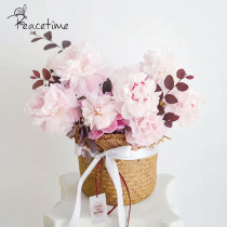 Peacetime round curled sea straw hat woven flower bucket flower basket flower pot flower pot