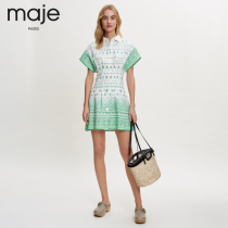 Maje2022 new womens French temperament vintage embroidered curved poplin dress MFPRO02527