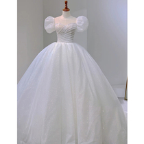 Mori light wedding dress 2021 New temperament bride small man Qi landlord wedding dress French style go out yarn summer simple
