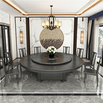 New Chinese Hotel Electric Turntable Large Round Table Rotating Dining Table Induction Cooktop Hot Pot Table Hotel Modern Home Dining Table