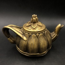 Ancient Play Bronze Instrumental Miscellaneous Dry Longs Lotus Bronze Pot Home Craft Pendulum