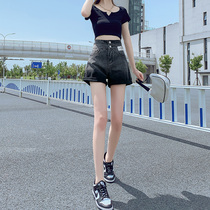 Gradient color denim shorts womens thin ultra-high waist 2021 new summer hottie loose thin a word hot pants