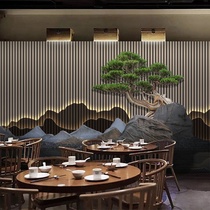  8d New Chinese restaurant bamboo and wood fiber integrated wallboard Modern Chinese style 3d three-dimensional tea room aisle decoration guard board