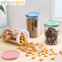 Xingyou kitchen moisture-proof transparent sealed tank storage plastic bottle jar food grade snacks grain storage box