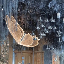 Wedding props layout glowing butterfly wings stage decoration ceiling pendant wedding road guide scene layout ornaments