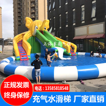 Inflatable water slide Pool combination Large outdoor outdoor mobile water park Childrens adult water flush off
