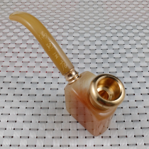 Dual-purpose large square horn pipe cigarette holder with filter cigarette bag pot washable dry smoke set