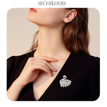 Light luxury high-end swan brooch female temperament Joker suit dress elegant pin accessories anti-light buckle to send girlfriends