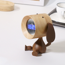 Several people Design solid wood puppy alarm clock student children gift bedside desktop cartoon charging creative lettering