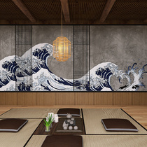 Japanese style and waves of the world painted wallpaper tatami dwelling wallpaper 3D Japanese cuisine sushi restaurant murals