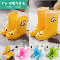 Childrens cartoon rain boots plus velvet 1-3 years old baby rain boots Boys Girls rubber shoes anti-skid water shoes small children Students