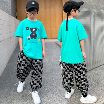 Boomer Boy Short Sleeve Suit CUHK Boy 2022 New Small Bear T-shirt Cool Kids Clothes Children Summer Clothing Thin