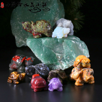 Natural pink crystal Dongling Jade White Crystal Tiger Eye stone lapis lazuli orchid turtle precision carving crafts