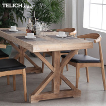 Solid wood American lounge bar Hotel cafe Dining table Table and chair combination Table and chair combination All outdoor