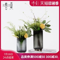 Nordic light luxury simulation green plant glass floral ornaments Modern model tenant hall dining table fake flower ornaments
