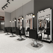 Barber shop mirror table hairdressing mirror with lamp hair salon dedicated floor to wall hairdressing mirror salon perm monomirror