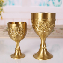 Copper wine glass Pure copper brass cup Vintage handmade worship one two two two small teacup Solid color water cup goblet
