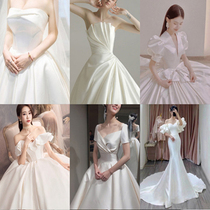 Rental satin main wedding dress new bride 2021 simple travel shoot Moren series thin dreamy tail female rental