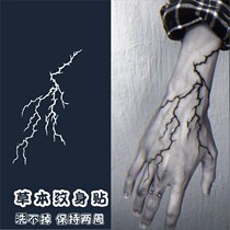 Grass Moto Juice and America Dark Black Alternative Brief Line Cracks Blood Vessel Arm Neck Men And Women Waterproof Tattoo Patch Tide