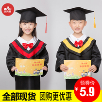 Childrens doctoral uniforms Primary School students kindergarten uniforms performance uniforms doctoral hats graduation gown