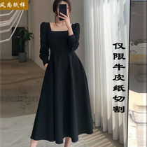 D76 clothing paper-like spring new long sleeve method vintage Hebbon wind over knee collar long skirt tailoring to the map