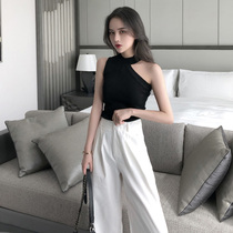 2021 spring new women can be salt can be sweet retro port style chic small fragrance wide leg pants two-piece suit summer
