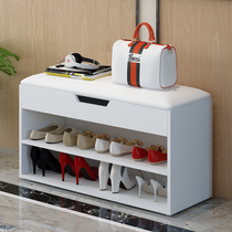 Shoe changing stool home door shoe cabinet shoes stool multifunctional wooden stool soft bag cushion can sit on long shoe rack