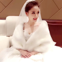 Wedding shawl Bride wedding cloak bridesmaid dress thickened Cape autumn and winter fox fur cheongsam warm fur