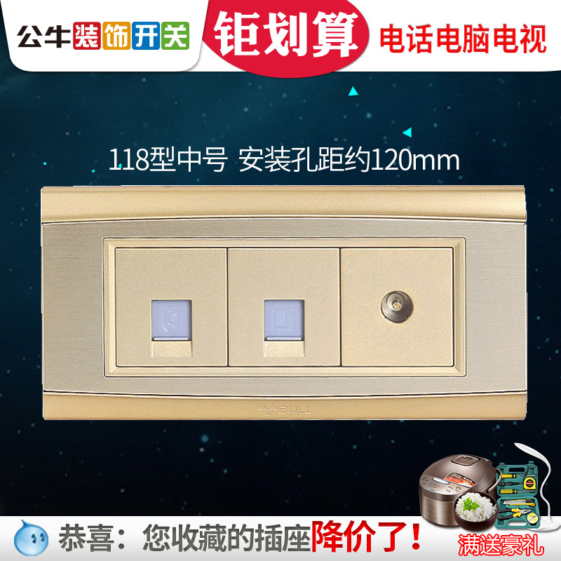 Bull switch socket 118 wall weak current voice closed circuit network telephone television computer socket panel