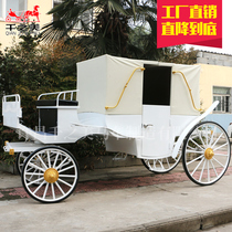 European wedding carriage White with canopy Wedding carriage Wedding float Wedding photography props exhibition can be changed electric