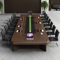 Conference table long table walnut color simple modern rectangular training table conference room table and chair combination office furniture