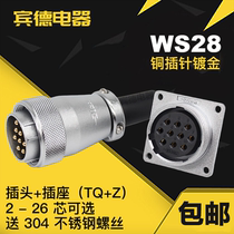Aviation plug DS socket WS28-2 core 3-4-5-7 hole 8-10-12-16-17 pin 20-24-26 core TQZ