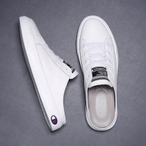 Semi-slippers mens summer outwear Korean version trendy genuine leather lined with 100 hitch casual beach Baotou cool drag male