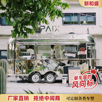 Customized Red Retro Restore Cart Commercial Milk Tea Coffee Cart Ice Cream Cart Mobile Bar Campaign