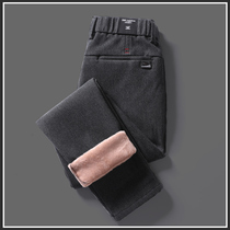 Men's plus velvet trousers 2022 winter thickened loose straight sanding casual pants winter pants men's pants