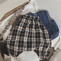 Harsh Korean Children Plaid Pants Spring Autumn Money New Products Foreign Air Recessed Styling Big Plaid Pumpkin Pants Male And Female Child Trans Pants