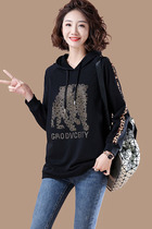 Clothing pines large size European station early autumn new printed hot diamond sweater women 2021 loose slim long sleeve top