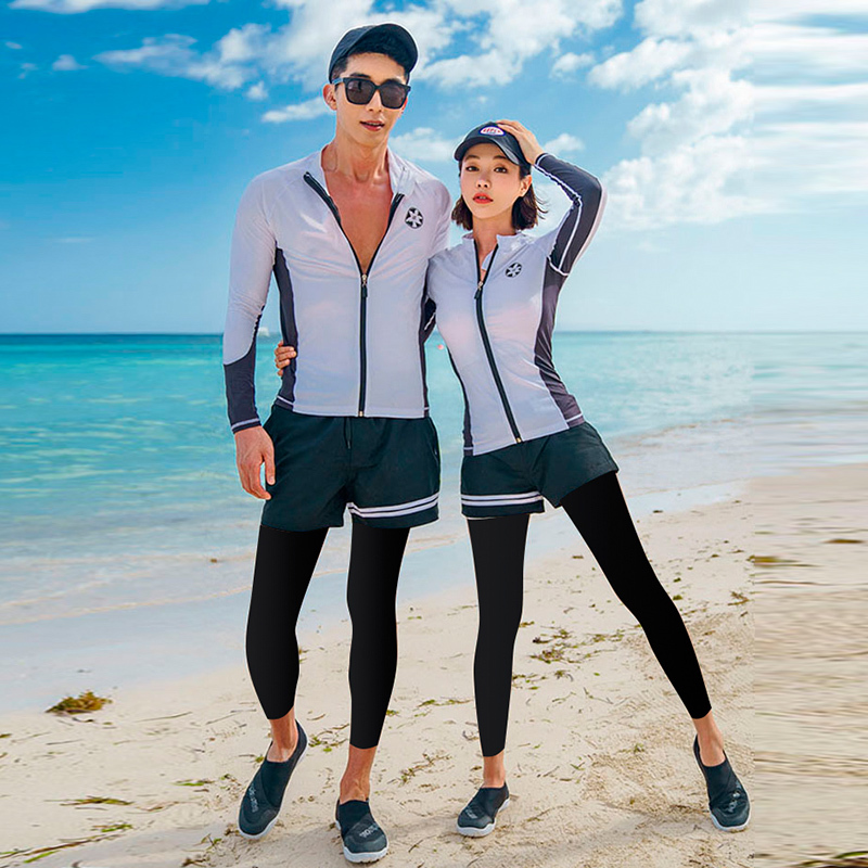 Korean sunscreen quick-drying couple diving suit zipper split long-sleeved pants swimsuit jellyfish suit snorkeling suit