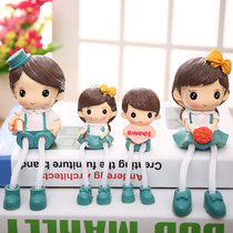 Manufacturers recommend new sweet a family of four hanging foot doll ornaments home interior creative resin figure ornaments