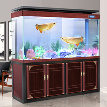 Longfish tank large living room aquarium floor-to-ceiling household ultra-white wood screen porch glass bottom filter