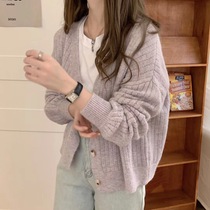 2022 Spring new loose retro 100 hitch knit cardiovert women Lazy Wind Gentle short sweaters jacket outwear