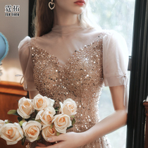 Toast dress bride 2021 new summer engagement return evening dress female high-end socialite banquet bridesmaid dress