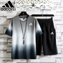 Official website flagship store brand two-piece set 2021 new summer leisure sports suit mens short sleeve T-shirt shorts thin